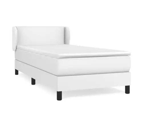 Kontinentaalvoodi Madratsiga, Valge, 80X200 cm Kunstnahk