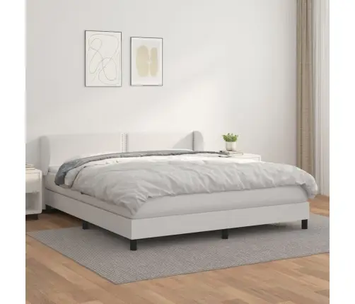 Kontinentaalvoodi Madratsiga, Valge, 180X200 cm Kunstnahk