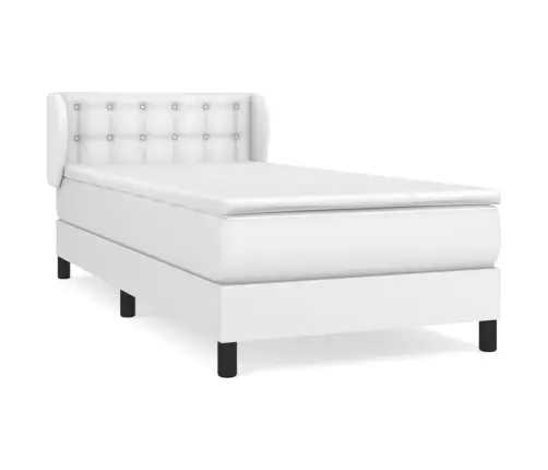 Lova Su Spyruoklėmis Ir Čiužiniu, Balta, 80X200cm Dirbtinė Oda