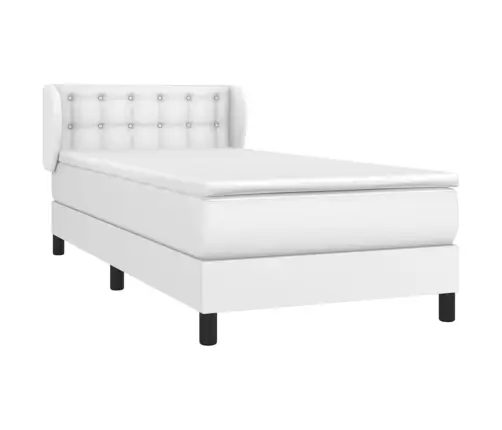 Atsperu Gulta Ar Matraci, Balta, 90X190 Cm, Mākslīgā Āda Vidaxl