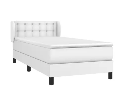 Kontinentaalvoodi Madratsiga, Valge, 90X200 cm Kunstnahk