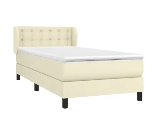 Atsperu Gulta Ar Matraci, Krēmkrāsas, 100X200 Cm, Mākslīgā Āda Vidaxl