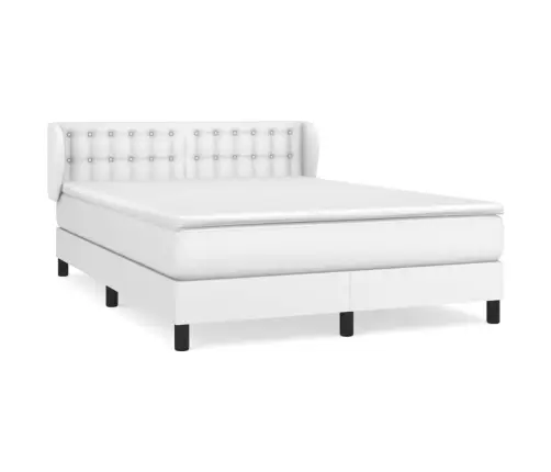 Atsperu Gulta Ar Matraci, Balta, 140X200 Cm, Mākslīgā Āda Vidaxl