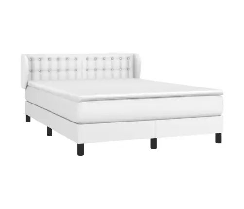 Atsperu Gulta Ar Matraci, Balta, 140X200 Cm, Mākslīgā Āda Vidaxl