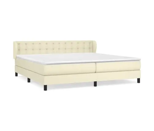 Atsperu Gulta Ar Matraci, Krēmkrāsas, 200X200 Cm, Mākslīgā Āda Vidaxl