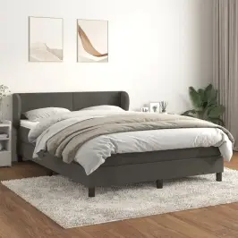 Atsperu Gulta Ar Matraci, Tumši Pelēka Samts, 140X190 Cm Vidaxl