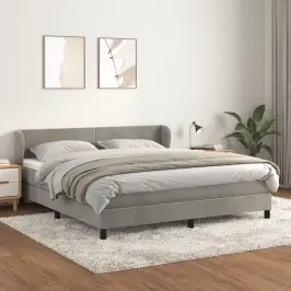 Atsperu Gulta Ar Matraci, Gaiši Pelēka Samts, 180X200 Cm Vidaxl