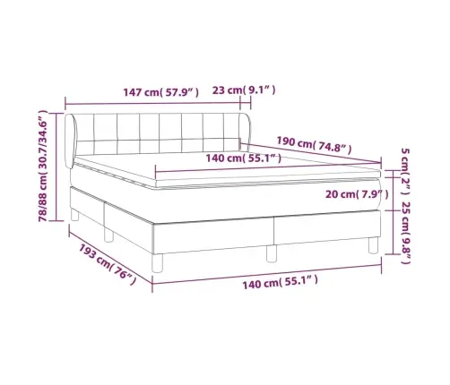 Lova Su Spyruoklėmis Ir Čiužiniu, Mėlyna, 140X190 cm Aksomas