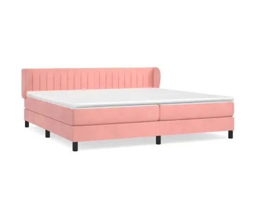 Atsperu Gulta Ar Matraci, Rozā Samts, 200X200 Cm Vidaxl