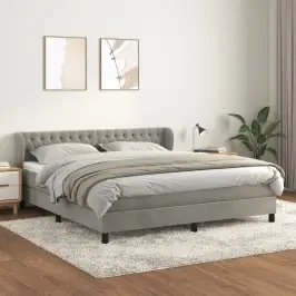 Atsperu Gulta Ar Matraci, Gaiši Pelēka Samts, 180X200 Cm Vidaxl