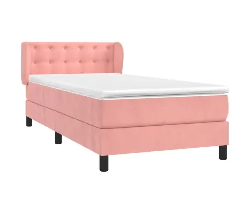 Atsperu Gulta Ar Matraci, Rozā Samts, 80X200 Cm Vidaxl