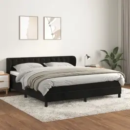 Atsperu Gulta Ar Matraci, Melna Samts, 160X200 Cm Vidaxl