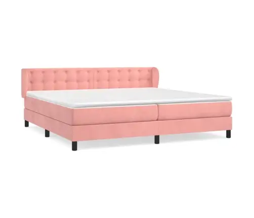 Atsperu Gulta Ar Matraci, Rozā Samts, 200X200 Cm Vidaxl