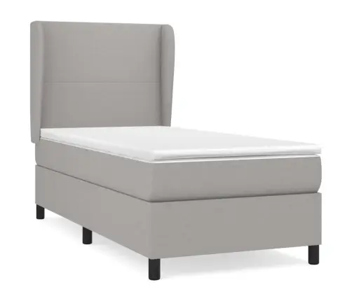 Lova Su Spyruoklėmis Ir Čiužiniu, Pilka, 80X200cm Audinys