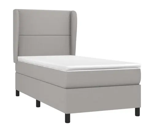 Lova Su Spyruoklėmis Ir Čiužiniu, Pilka, 90X200 cm Audinys