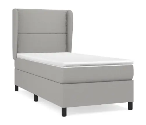 Atsperu Gultas Rāmis Ar Matraci, Gaiši Pelēka Audums, 100X200Cm Vidaxl