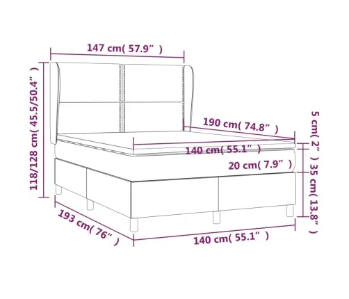 Atsperu Gulta Ar Matraci, Tumši Pelēka Audums, 140X190 Cm Vidaxl Atsperu Gulta Ar Matraci, Tumši Pelēka Audums, 140X190 Cm Vidaxl
