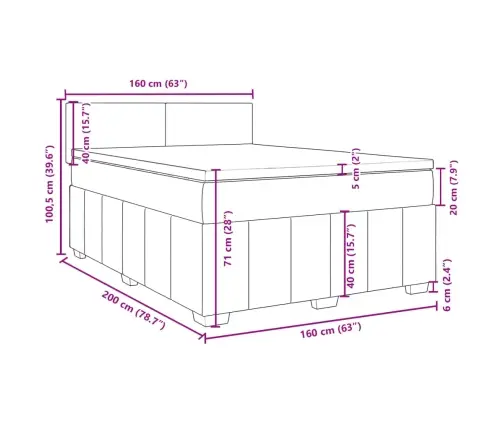 Atsperu Gulta Ar Matraci, Pelēkbrūns, 160X200 Cm, Audums Vidaxl