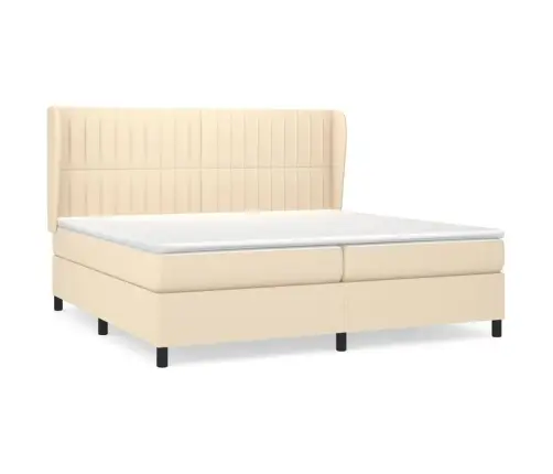 Lova Su Spyruoklėmis Ir Čiužiniu, Kreminė, 200X200 cm Audinys