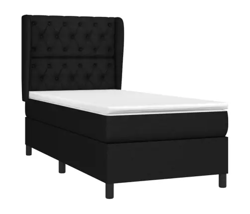 Atsperu Gultas Rāmis Ar Matraci, Melna, 80X200 Cm, Audums Vidaxl