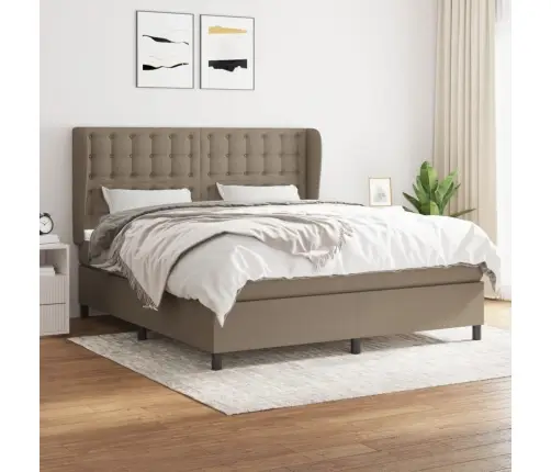 Atsperu Gulta Ar Matraci, Pelēkbrūns, 160X200 Cm, Audums Vidaxl