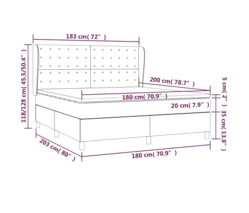 Lova Su Spyruoklėmis Ir Čiužiniu, Mėlyna, 180X200 cm Audinys