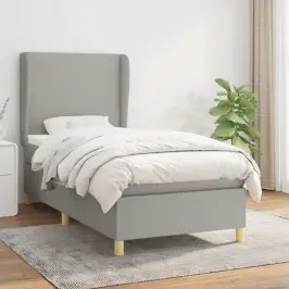 Atsperu Gultas Rāmis Ar Matraci, Gaiši Pelēka Audums, 100X200Cm Vidaxl Atsperu Gultas Rāmis Ar Matraci, Gaiši Pelēka Audums, 100X200Cm Vidaxl