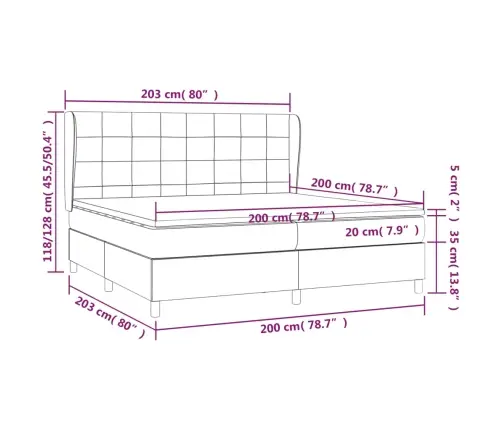 Atsperu Gultas Rāmis Ar Matraci, Zils Audums, 200X200 Cm Vidaxl