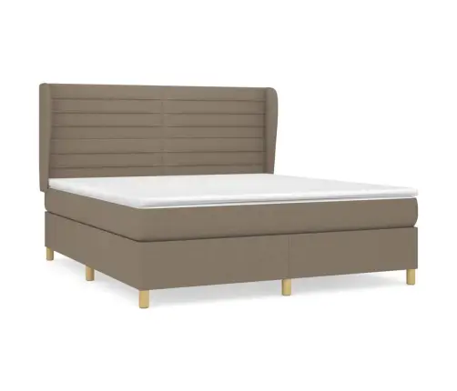 Atsperu Gulta Ar Matraci, Pelēkbrūns, 160X200 Cm, Audums Vidaxl