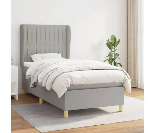 Atsperu Gulta Ar Matraci, Gaiši Pelēka, 90X200 Cm, Audums Vidaxl