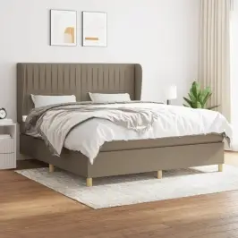 Lova Su Spyruoklėmis Ir Čiužiniu, Taupe, 160X200 cm Audinys