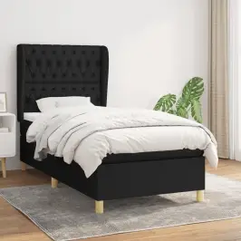 Atsperu Gulta Ar Matraci, Melna, 90X190 Cm, Audums Vidaxl Atsperu Gulta Ar Matraci, Melna, 90X190 Cm, Audums Vidaxl