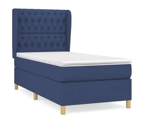 Lova Su Spyruoklėmis Ir Čiužiniu, Mėlyna, 100X200cm Audinys