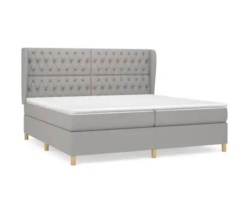 Lova Su Spyruoklėmis Ir Čiužiniu, Pilka, 200X200cm Audinys