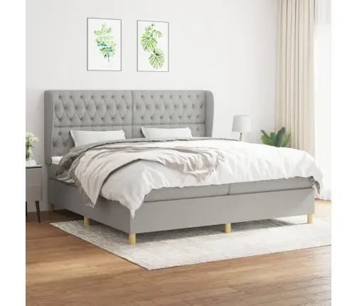 Lova Su Spyruoklėmis Ir Čiužiniu, Pilka, 200X200cm Audinys