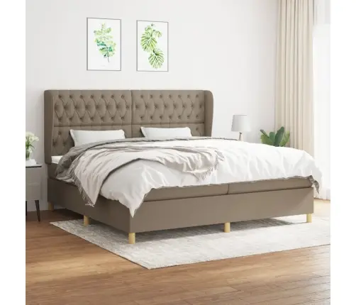 Lova Su Spyruoklėmis Ir Čiužiniu, Taupe, 200X200 cm Audinys