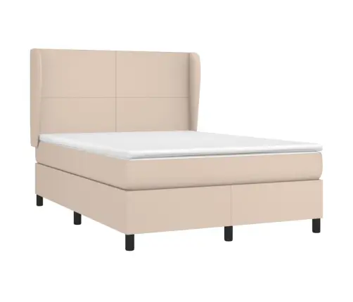 Atsperu Gulta Ar Matraci, Kapučīno, 140X200 Cm, Mākslīgā Āda Vidaxl