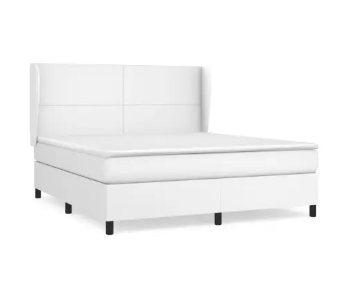 Atsperu Gulta Ar Matraci, Balta, 180X200 Cm, Mākslīgā Āda Vidaxl