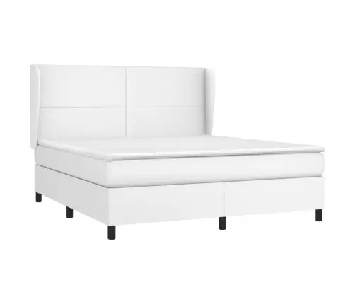 Atsperu Gulta Ar Matraci, Balta, 180X200 Cm, Mākslīgā Āda Vidaxl