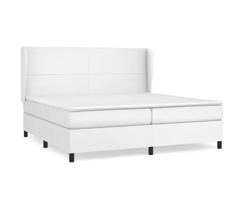 Atsperu Gulta Ar Matraci, Balta, 200X200 Cm, Mākslīgā Āda Vidaxl