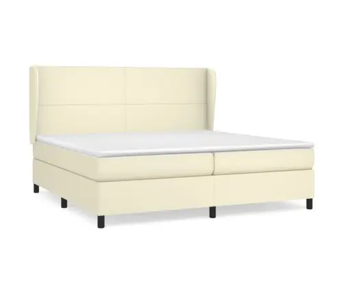 Atsperu Gulta Ar Matraci, Krēmkrāsas, 200X200 Cm, Mākslīgā Āda Vidaxl