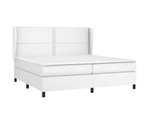 Lova Su Spyruoklėmis/Čiužiniu, Balta, 200X200cm Dirbtinė Oda