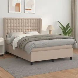 Lova Su Spyruoklėmis/Čiužiniu, Kapučino,140X190cm Dirbtinė Oda Lova Su Spyruoklėmis/Čiužiniu, Kapučino,140X190cm Dirbtinė Oda