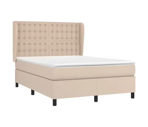 Atsperu Gulta Ar Matraci, Kapučīno, 140X200 Cm, Mākslīgā Āda Vidaxl