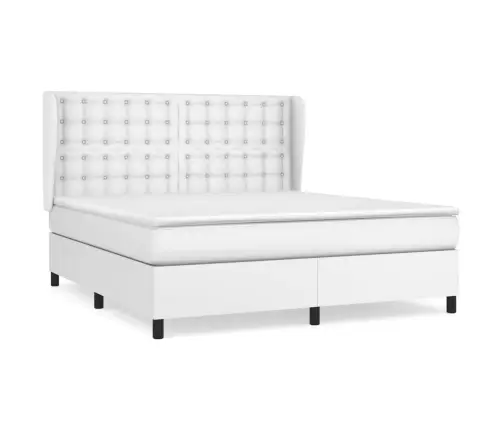 Atsperu Gulta Ar Matraci, Balta, 180X200 Cm, Mākslīgā Āda Vidaxl