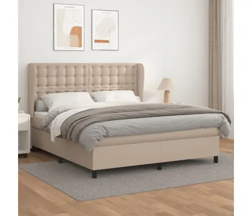 Lova Su Spyruoklėmis/Čiužiniu, Kapučino, 180X200Cm Dirbtinė Oda