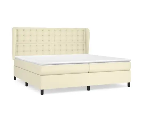 Kontinentaalvoodi Madratsiga, Kreemjas, 200X200 cm Kunstnahk