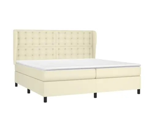 Kontinentaalvoodi Madratsiga, Kreemjas, 200X200 cm Kunstnahk