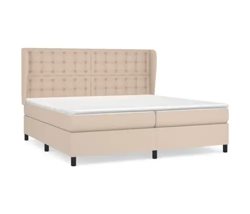 Atsperu Gulta Ar Matraci, Kapučīno, 200X200 Cm, Mākslīgā Āda Vidaxl