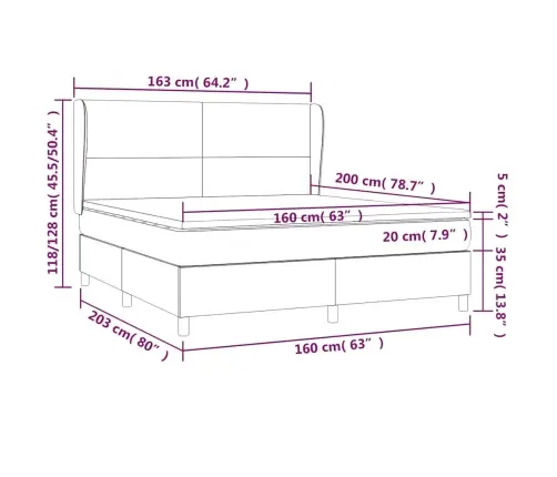 Atsperu Gulta Ar Matraci, Tumši Zaļš Samts, 160X200 Cm Vidaxl